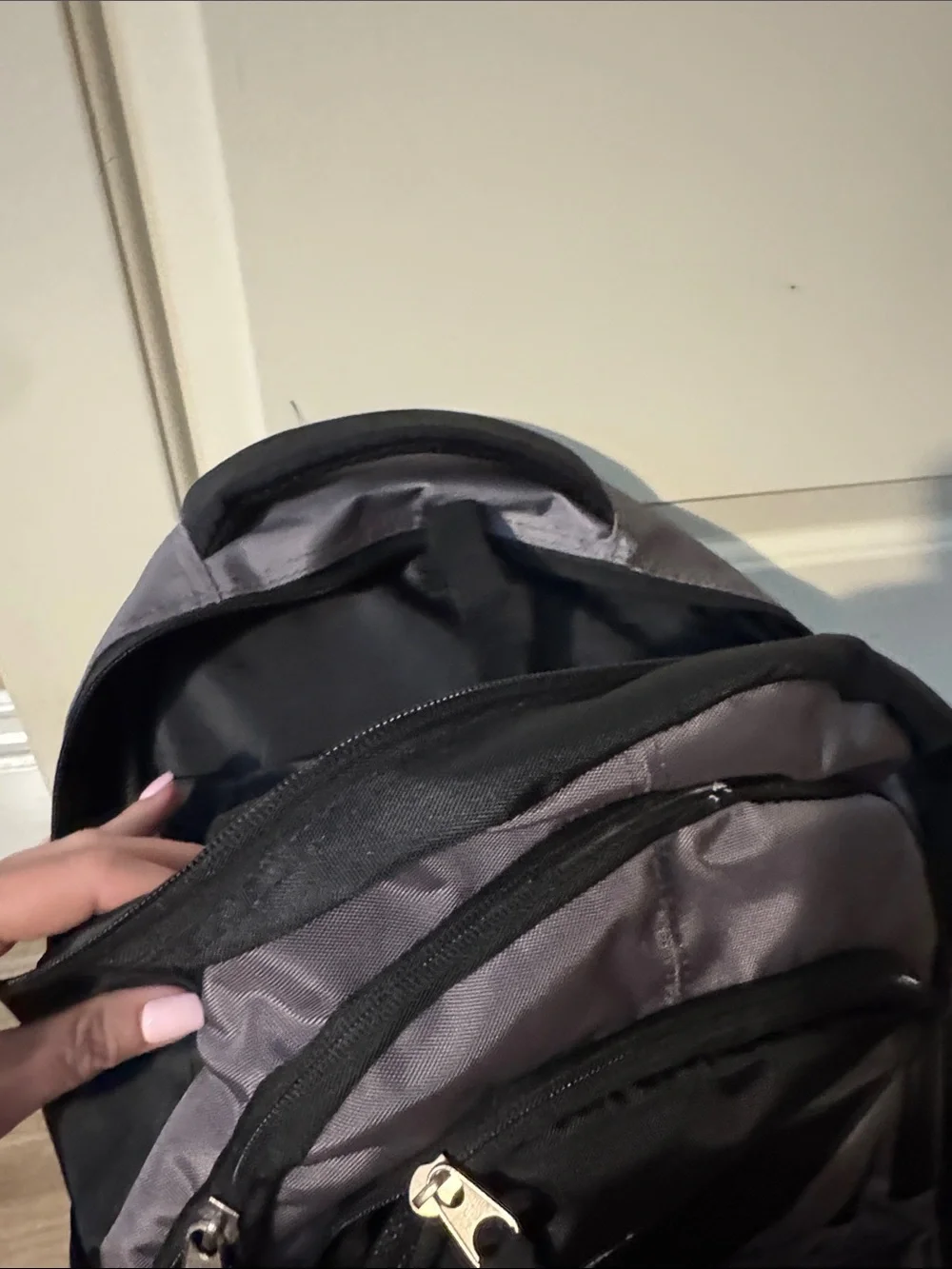 SilverSea Gray Black Men's Top Handle 3 zippered compartments Backpack